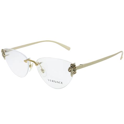 versace white frames|Versace rimless eyeglasses.